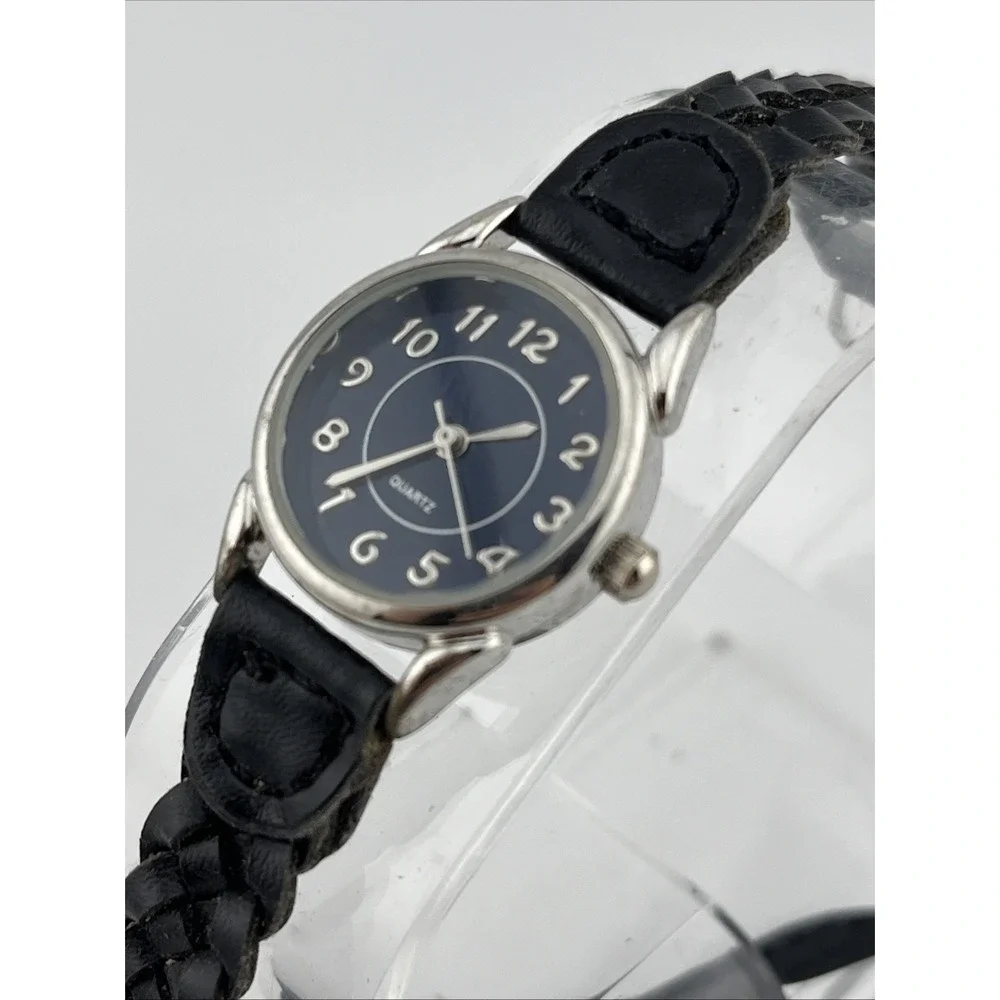 White Stag Watch Women 23mm Case Black Braided Band Blue Dial- New Battery‎